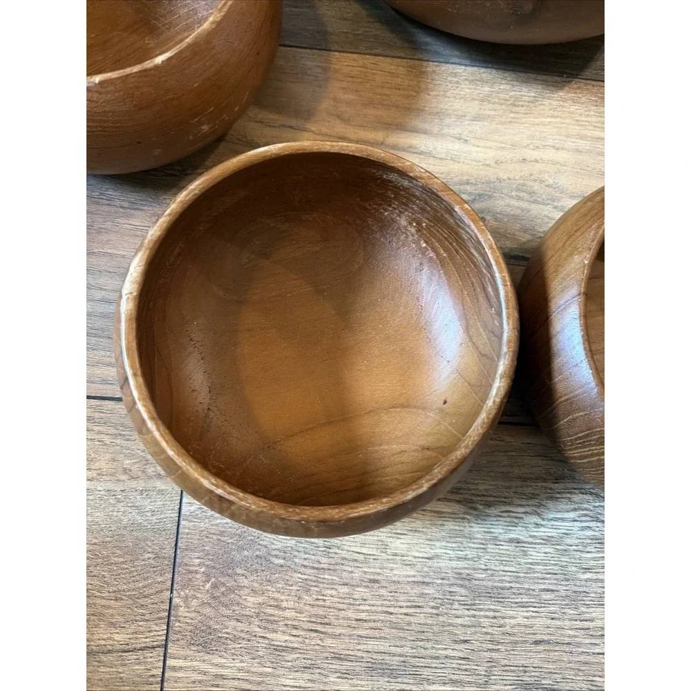 Vtg 60s Gailstyn-Sutton Teak Wood 5pc Set Thailand Salad & Serving Bowls MCM